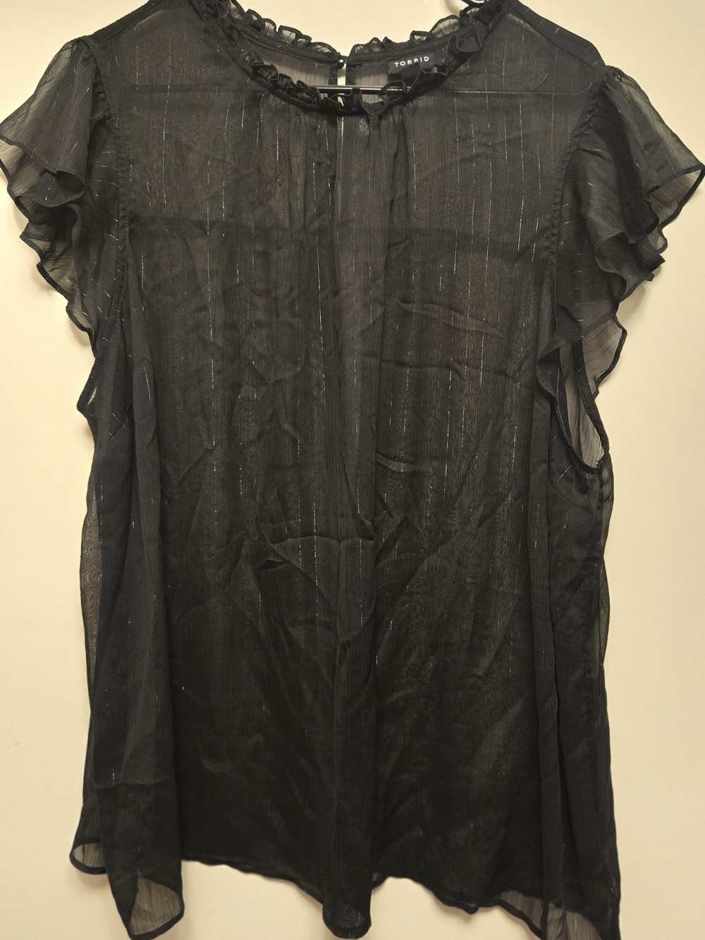 torrid Black Sheer Ruffled Sleeve Blouse